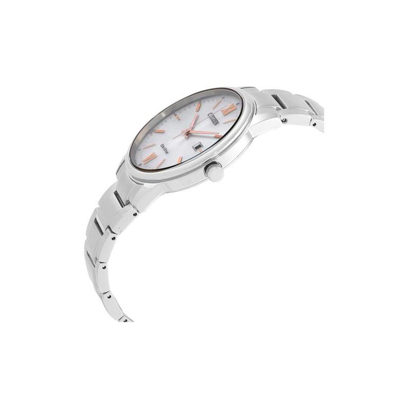 Citizen Серия Eco-Drive Отображение даты Модные Повседневные Водонепроницаемые Фото для пары Энергетические Кварцевые Стальной ремешок Мужчины и Женщины Один стиль Белый D BM6978-77A