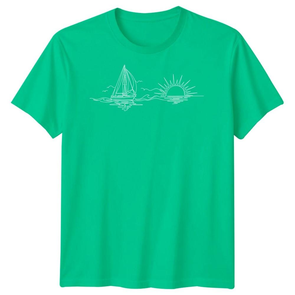 Sailboat Sunset Sailing Travel Unisexs TShirt Ocean Line Art