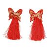 Plush Ball Red Tassel Duckbill Clips Festival Hairpins Children Barrettes Chinese Hanfu Hair Clips