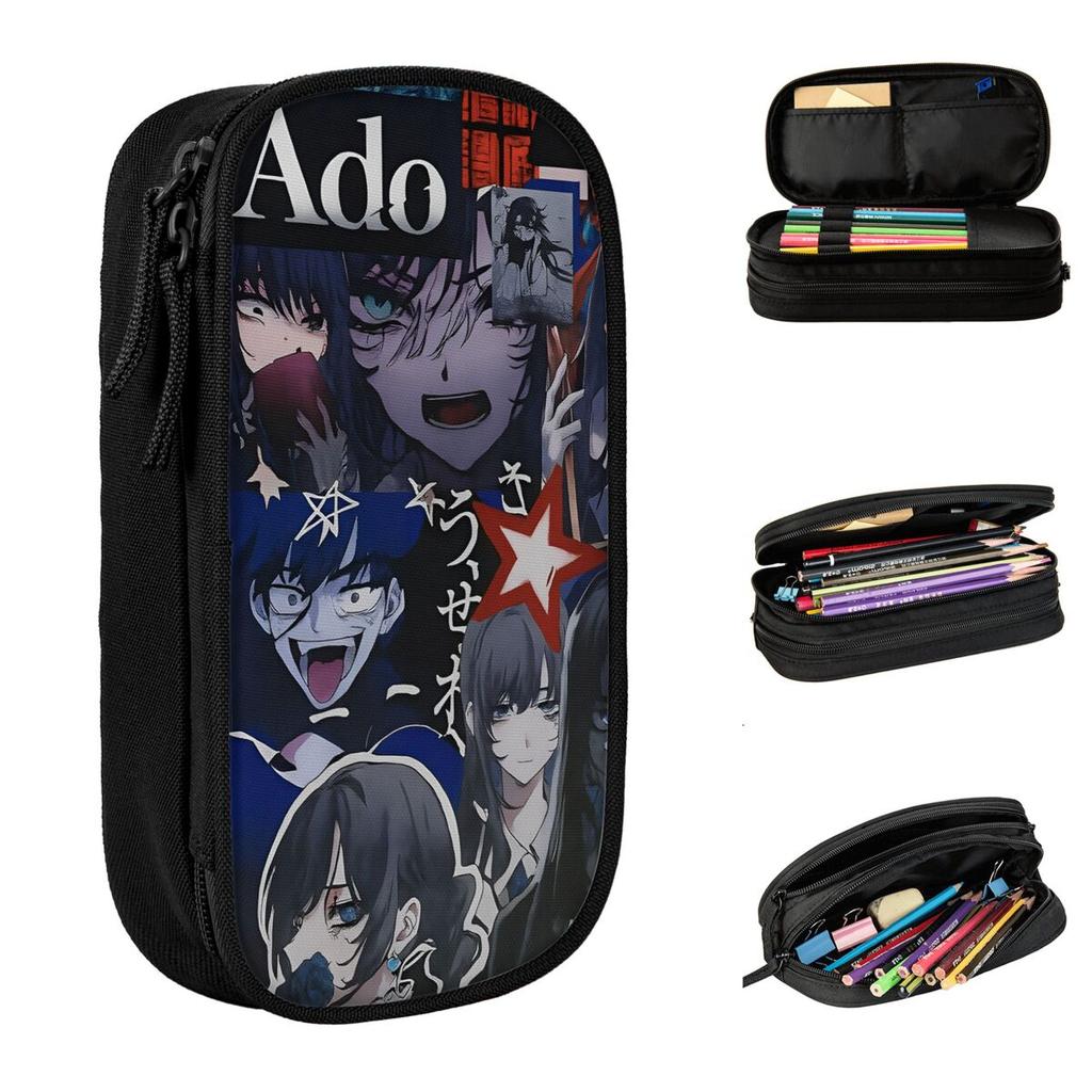 Ado Hibana World Tour Pencil Cases Lovely Anime Music Pen Holder Bag Girl Boy Large Storage School Supplies Cosmetic Pencilcases
