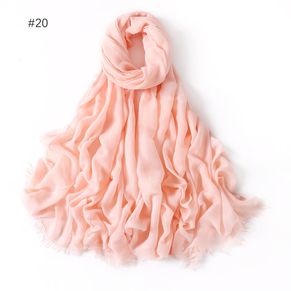 Fashion Muslim Cotton Rayon Modal Hijab For Women Headscarf Long Shawls Islam Hijab Turbans Head Wrap Solid Fringe Scarves