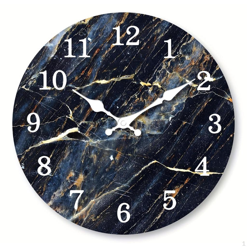 Wood Grain Wall Clock Decorative Vintage Powered Home Decor Floral