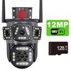 New 12MP 6K Multi-Lens PTZ IP Camera with Three Screen Auto Tracking Ai Human Detection Wireless Security CCTV Surveillance Cameras