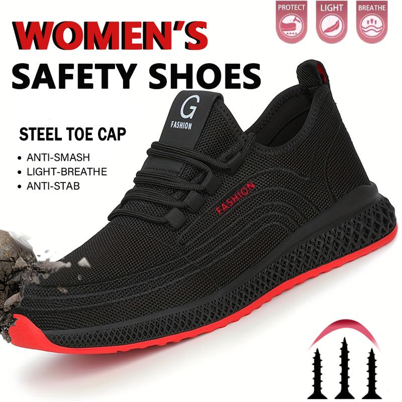 Steel Toe Puncture Proof Safety Shoes Lightweight Slip Resistant Men's Work ShoesComfortable Breathable Sneakers Construction Working Boots