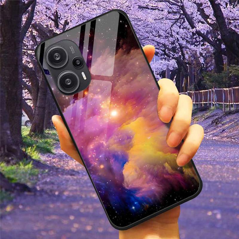 Для Xiaomi Poco F5 5G / F5Pro Чехол Закаленное Стекло Озеро Луна Жесткая Защитная Крышка для POCO F5 Pro Capas Funda на PocoF5 Роскошный Coque