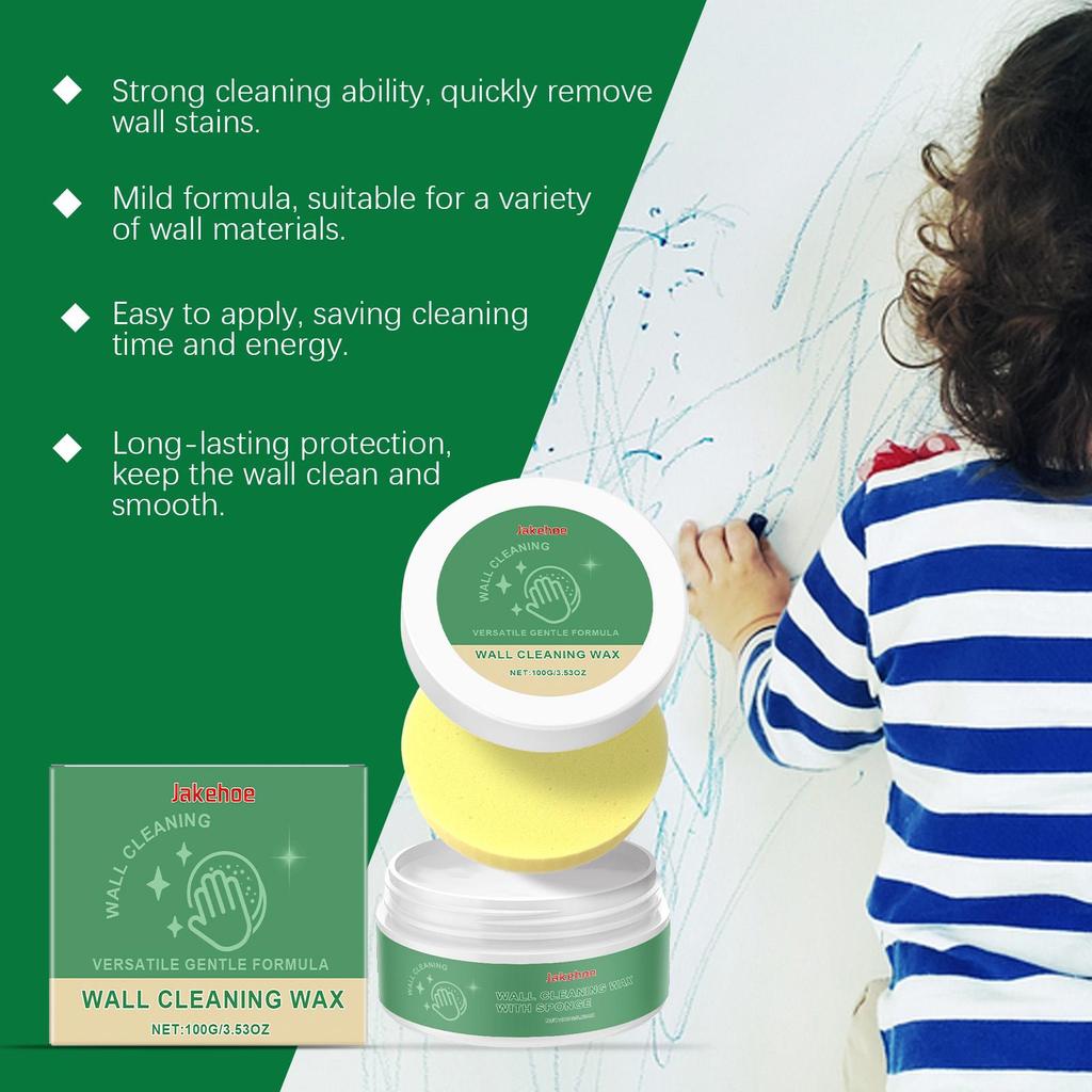 Jakehoe wall cleaning care cream removes all kinds of stubborn stains from wall graffiti, home wall renovation and brightening cleaning agent 100g