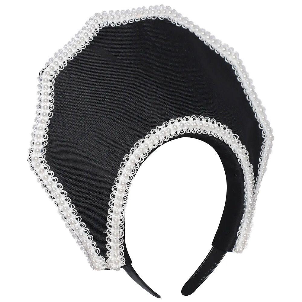 Faux Pearl Trim Velvet Crown Headband Soft Baroque Hair Hoop Vintage Pearl Hairband Theme Party