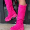 Foreign Trade Large-size Cotton Socks, the Same Suede Long Cotton Boots, New European and American Casual Thick-soled Solid-color Women's High Boots I