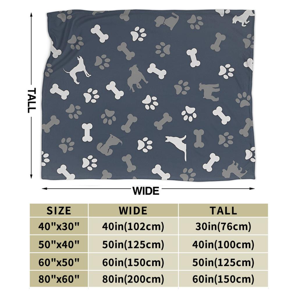 Soft Warm Blankets Girls Boys Picnic Dog Paw Print and Bone Throw Blanket Bedspread For Couch Bed Novelty Sofa Bed Cover