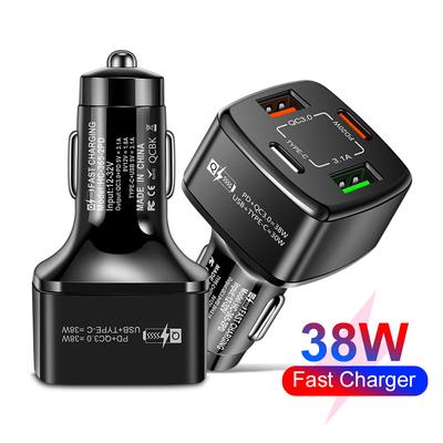 38 Вт Двойной PD USB порты Автомобильное быстрое зарядное устройство Тип C USB 12 В адаптер QC 3.0 Зарядка ноутбука Мощное зарядное устройство для мобильного телефона для автомобиля