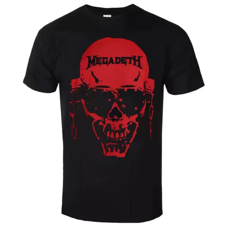 Megadeth - Contrast Red Pattern Print T-shirt - Criticizes Metal Band T-shirt - Suitable for Both Men and Women To Wear