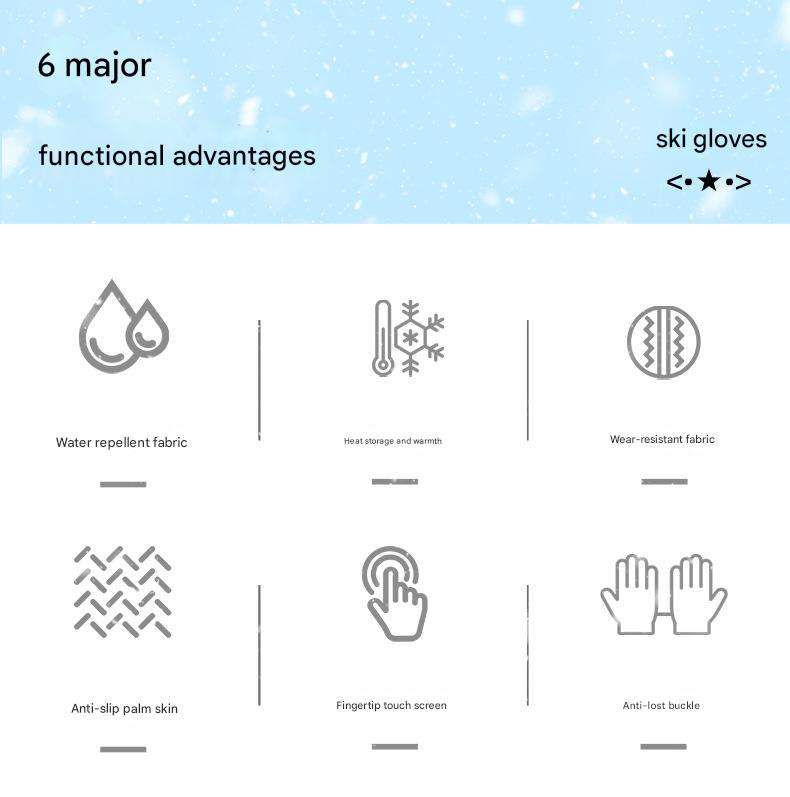 Winter Cycling Gloves Unisex Windproof Waterproof Warm Fleece Lined Touch Screen Anti-Slip Leather Full Finger Pull-On