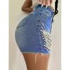 Джинсовые шорты женские летние новые с высокой талией и тонкие рваные шорты ручной работы с цепочкой из бисера для женщин