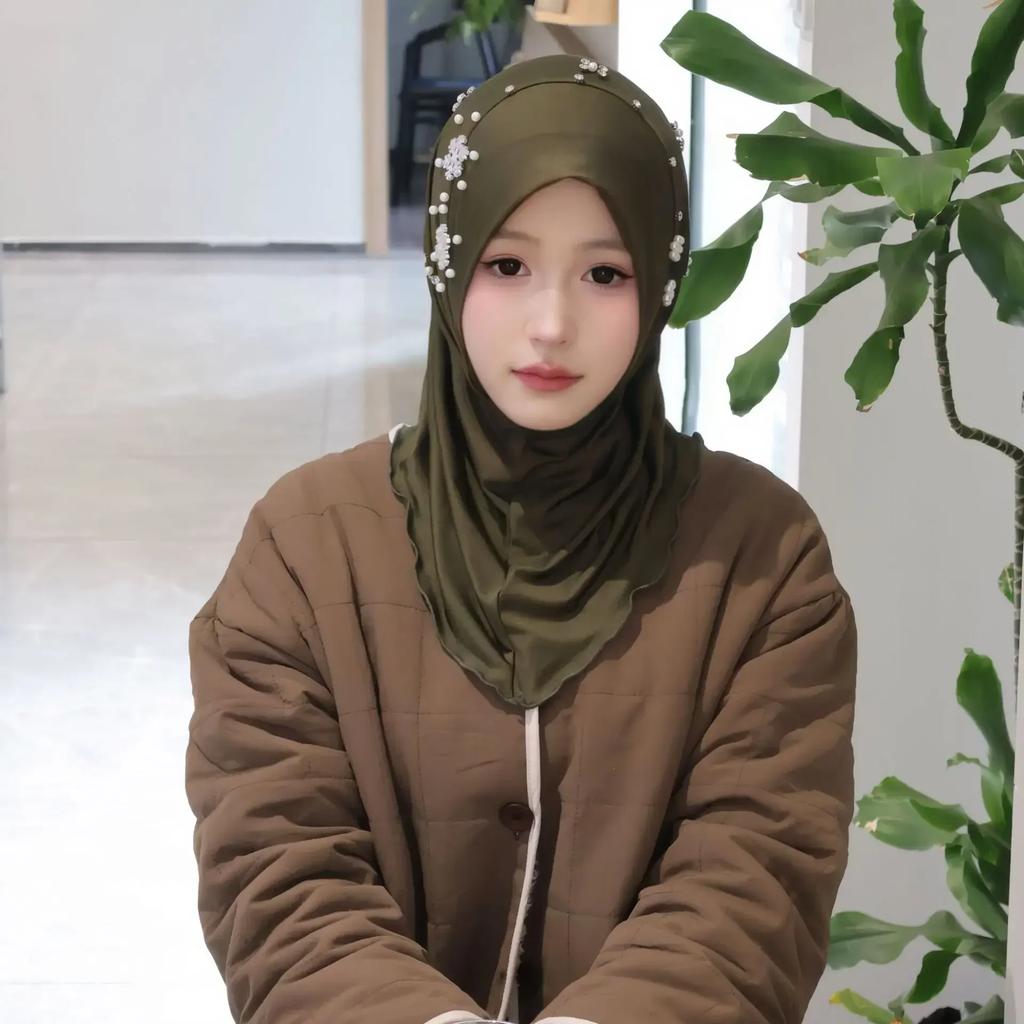 Рамадан мгновенный хиджаб женский мусульманский шарф цепочка платок обертывания эластичный головной убор шея шали Амира исламская молитва хиджабы тюрбан