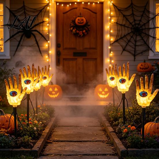 Solar Powered Decorative Lamp Halloween Skeleton Hand Light Spooky Ghost Hands with 20/30 LEDs Stake Lights for Outdoor Garden Yard Lawn Pathway