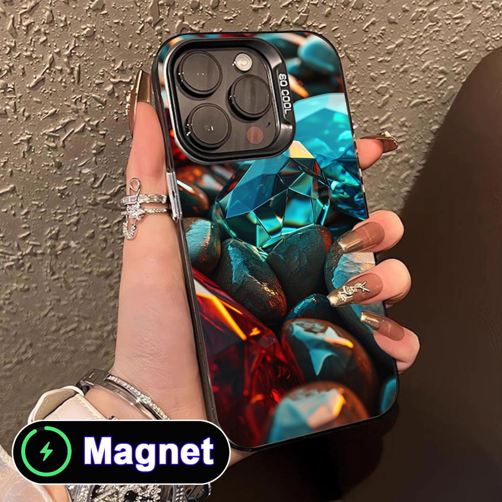 Aesthetic Stones Translucent MagSafe Mobile Phone Case for iPhone 17 16 15 14 13 12 11 Air Pro Max Plus Colorful Cover