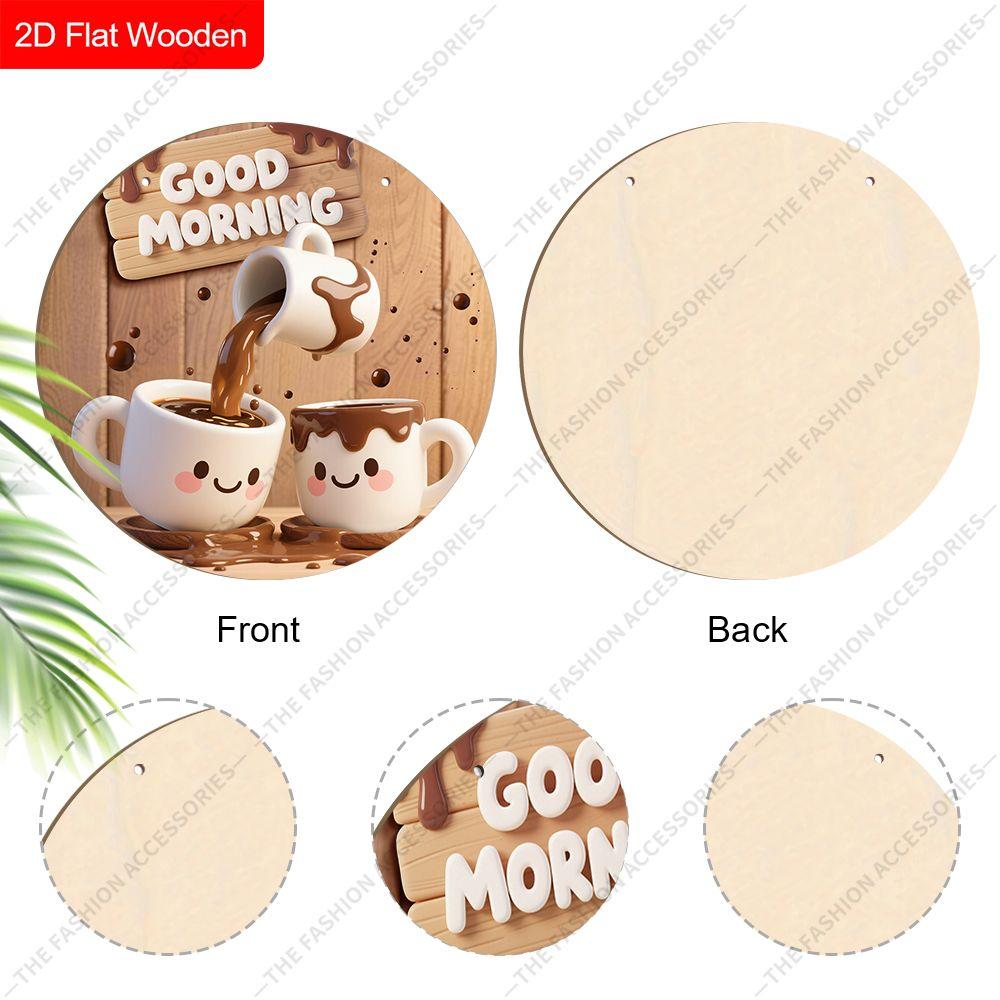 Подвесные декоративные таблички на 2D плоскости, украшение для интерьерной стены или двери, украшение для сада, логотип «ДОБРОЕ УТРО», кофейный узор