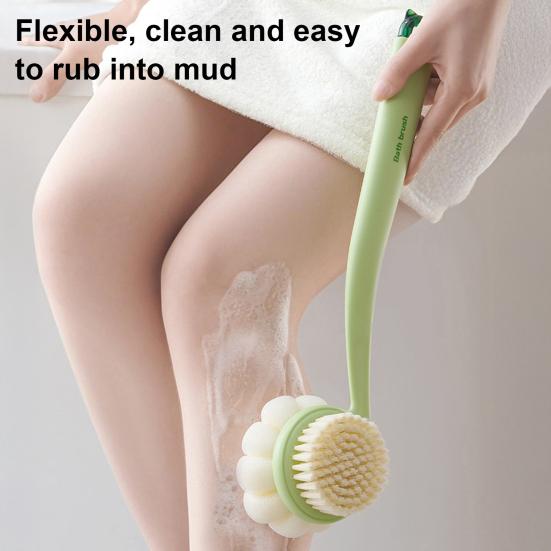 Bath Scrub Brush with Extended Anti-Slip Handle Double-Sided Back Rub Exfoliation Back Scrubber Three-dimensional Massage Brush