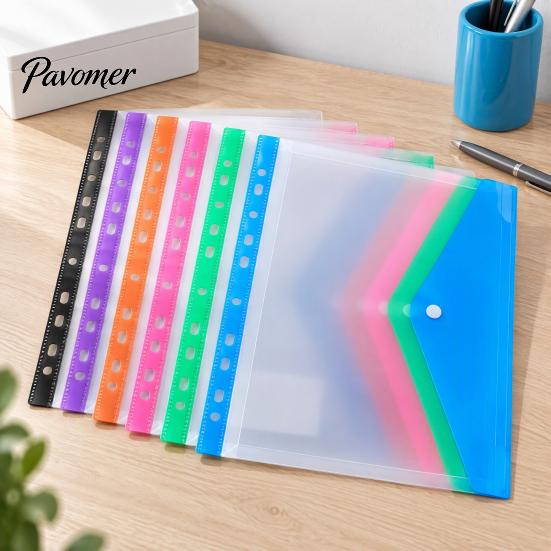 Waterproof Storage Pouch Clear Document Bags, A4 Letter Size File Folders with 11 Visible Bag Holes, Bags for Office And School Durable Protector