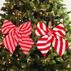 1Pc Christmas Decoration Supplies Red and White Striped Bow Candy Sponge Bow Pendant Christmas Tree Decoration