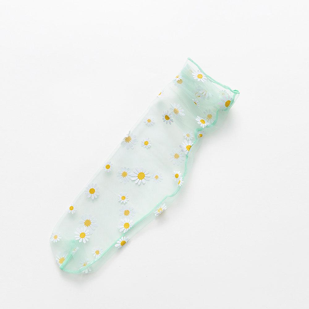 Женские прозрачные чулки, сексуальные сетчатые носки в стиле Харадзюку, шифоновые кружевные носки с оборками, женские кружевные носки с ромашками