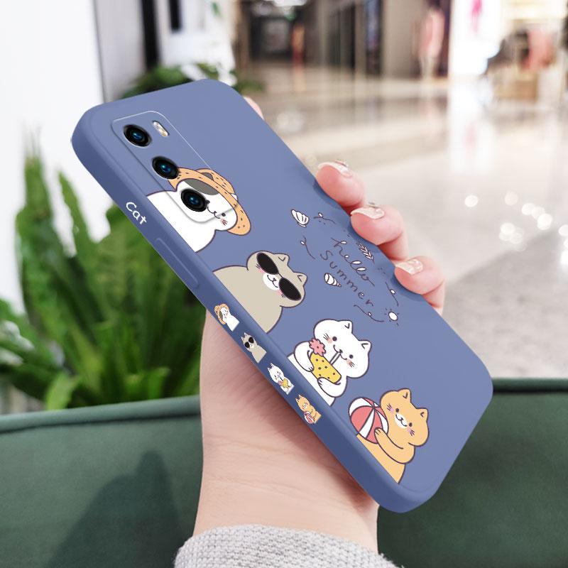Чехол для телефона "Коты в отпуске" для Huawei P40 P50 P30 P20 Pro Lite Nova 5t Y7A Mate 20 Pro Lite Жидкий силиконовый чехол