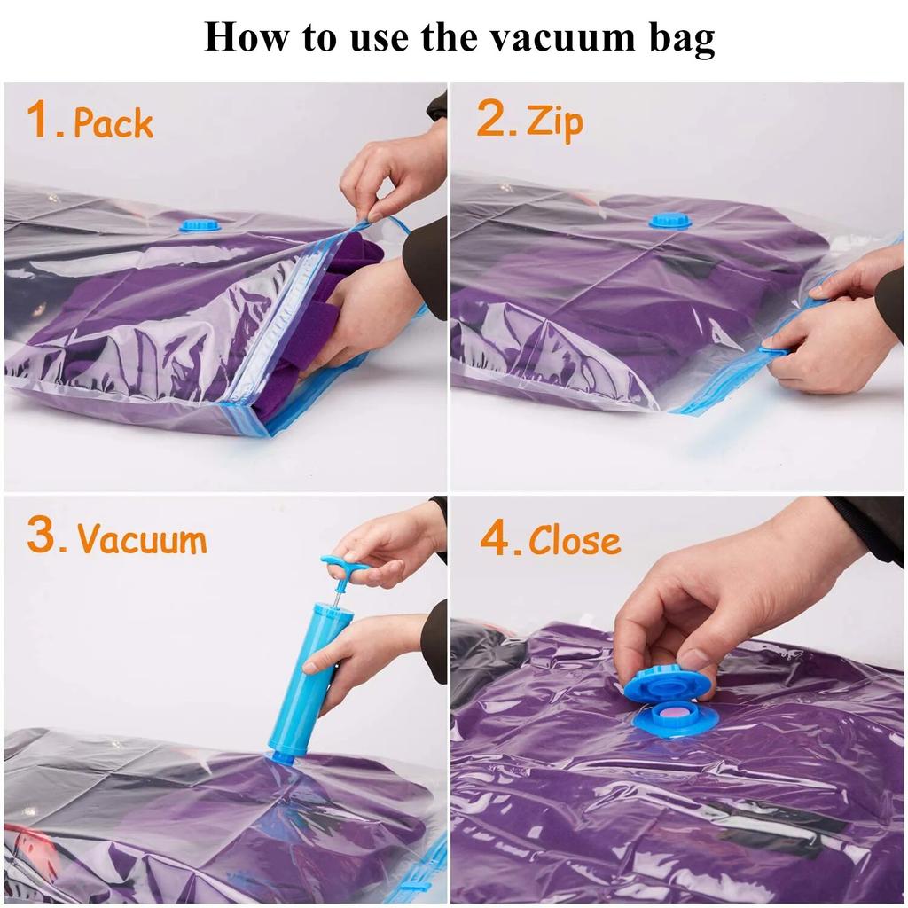 Durable Vacuum Storage Bags For Clothes Pillows Bedding Blanket More Space Save Compression Seal Zipper Wardrobe Organizer