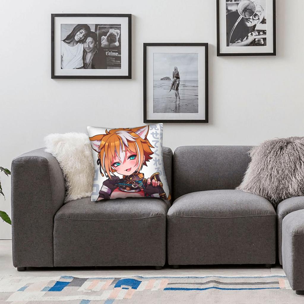 Genshin Impact Gorou Pillowcase Double-Sided Printing Polyester Cushion Cover Decorative Pillow Case Cover Chair Square 40*40Cm