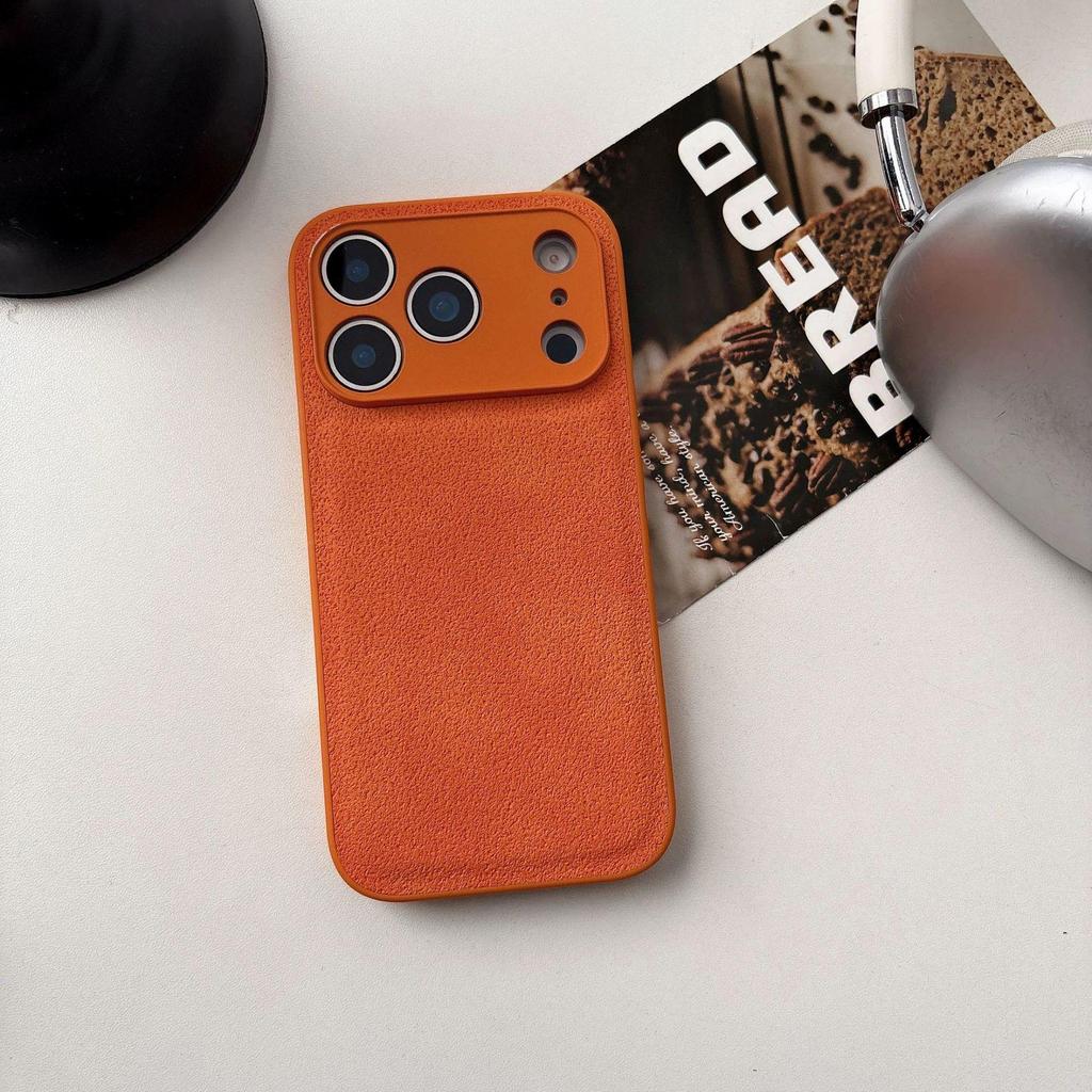 Solid Color Moon Crater Leather Phone Case for Apple 17PROMAX/15PRO - Trendy, Drop-Proof, Protective