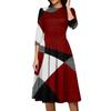 Women's Casual And Fashionable 3/4 Sleeve Pocket With Back Zipper Dress