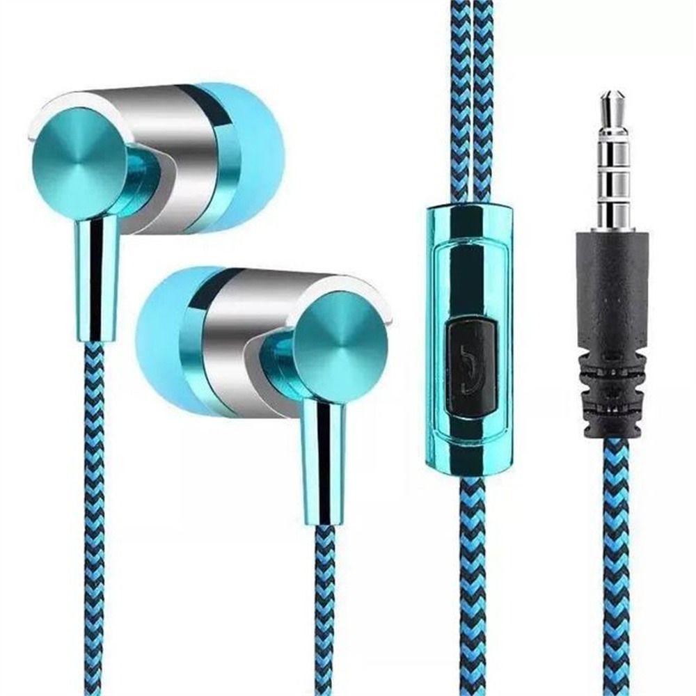 Braided Cord Weave Cable Wired Control 3.5mm Jack Earphone Earbuds In-ear Headset Wired Eraphone