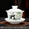 New suet jade household hand-painted gold-painted white porcelain three-talent cover bowl ceramic tea set household tea bowl print