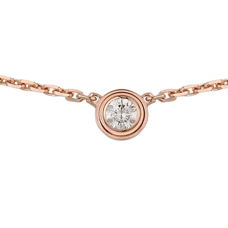 CARTIER D'Amour Collection 18K Gold Diamond Necklaces Unisex Rose Gold B7224516
