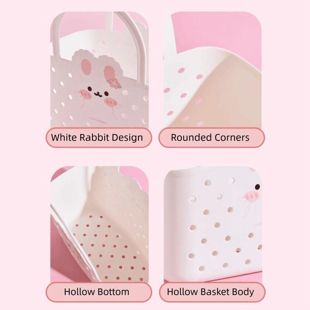 Soft Material Storage Basket Drainable Design Handheld Basket Bath Basket Dormitory Living