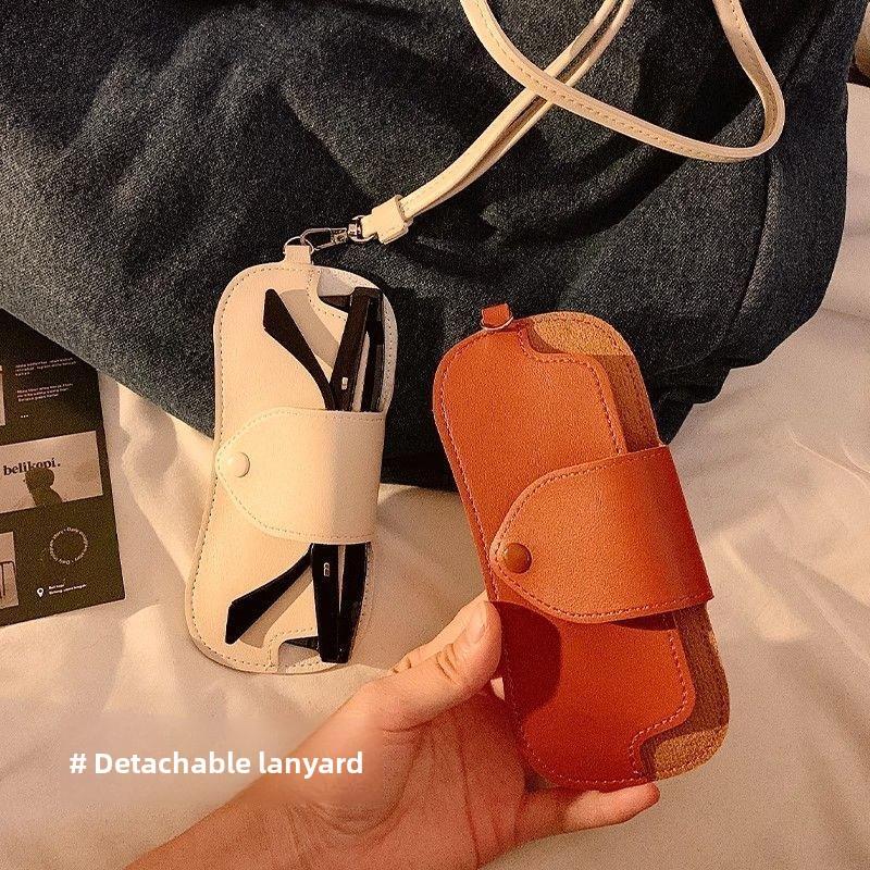 Ретро Сумка для хранения очков Можно повесить на шею для путешествий Чехол для очков от солнца с отстегивающимся плечевым ремнем для предотвращения потери Чехол для очков