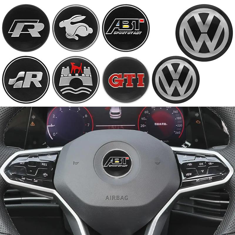 For Volkswagen For Volkswagen VW Golf Polo Passat GTI R Line R32 Jetta MK4 Car Steering Wheel Center Emblem Badge Stickers Interior Accessories zs0