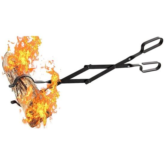 26-дюймовые щипцы для камина, сверхмощный железный захват для бревен, пинцет для бревен, коготь для бревен с длинной ручкой, щипцы для дров, аксессуары для камина для внутреннего и наружного применения