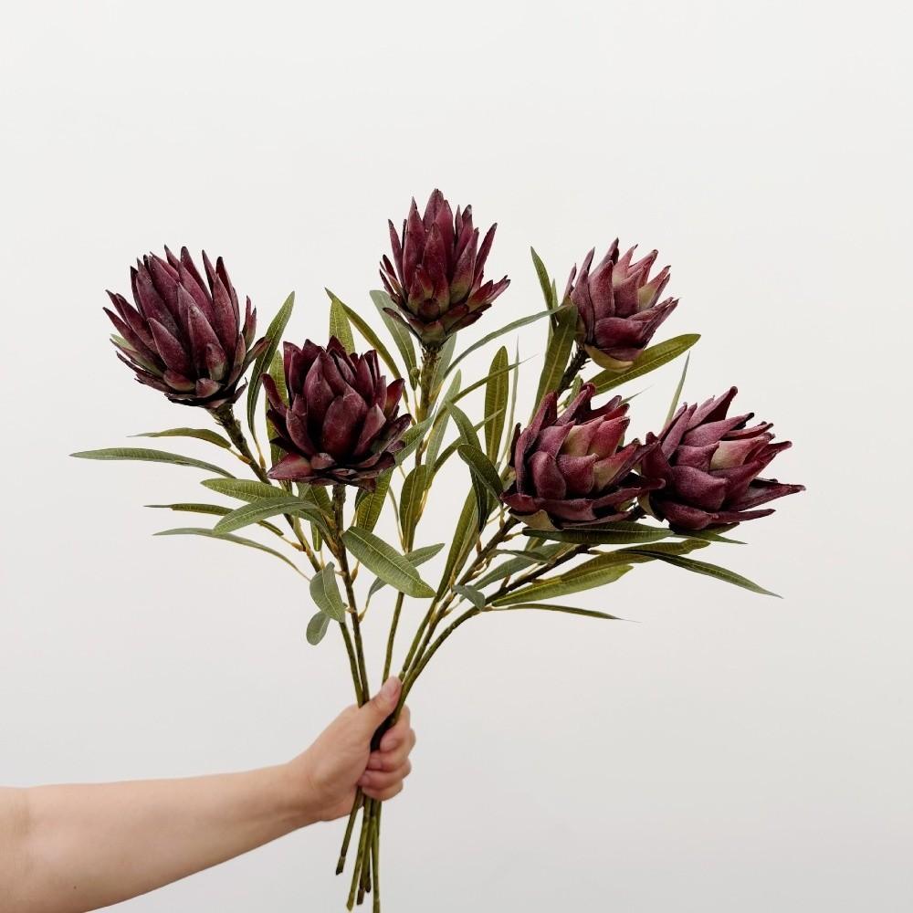 Flocked Artificial South African Bodhi Flower Artificial Artichoke Flower  Flower Arrangement