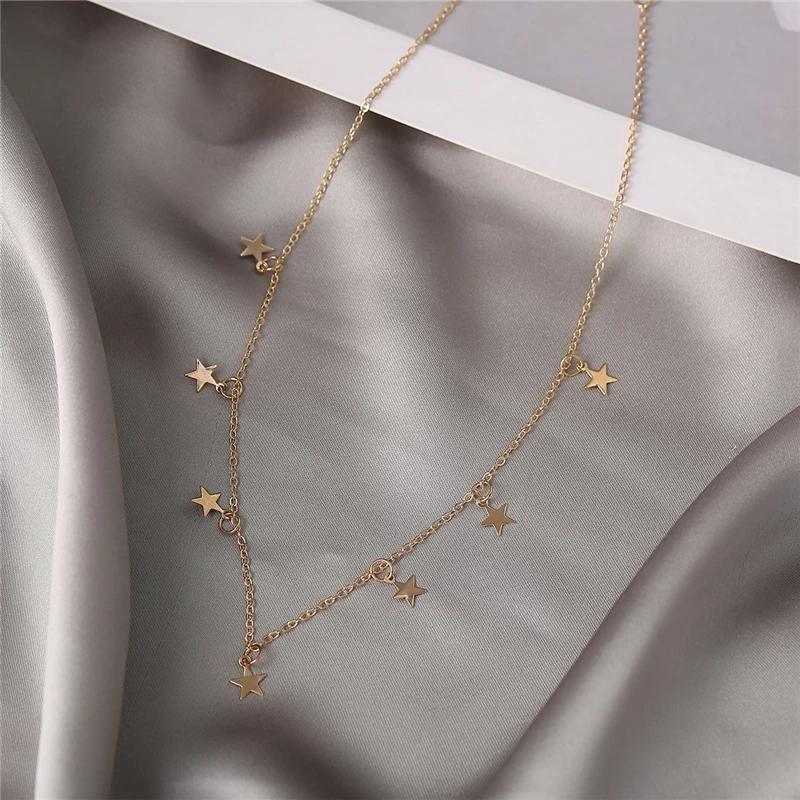 iF ME Корейские золотые ожерелья со звездами, модное колье-колье, женские ювелирные аксессуары