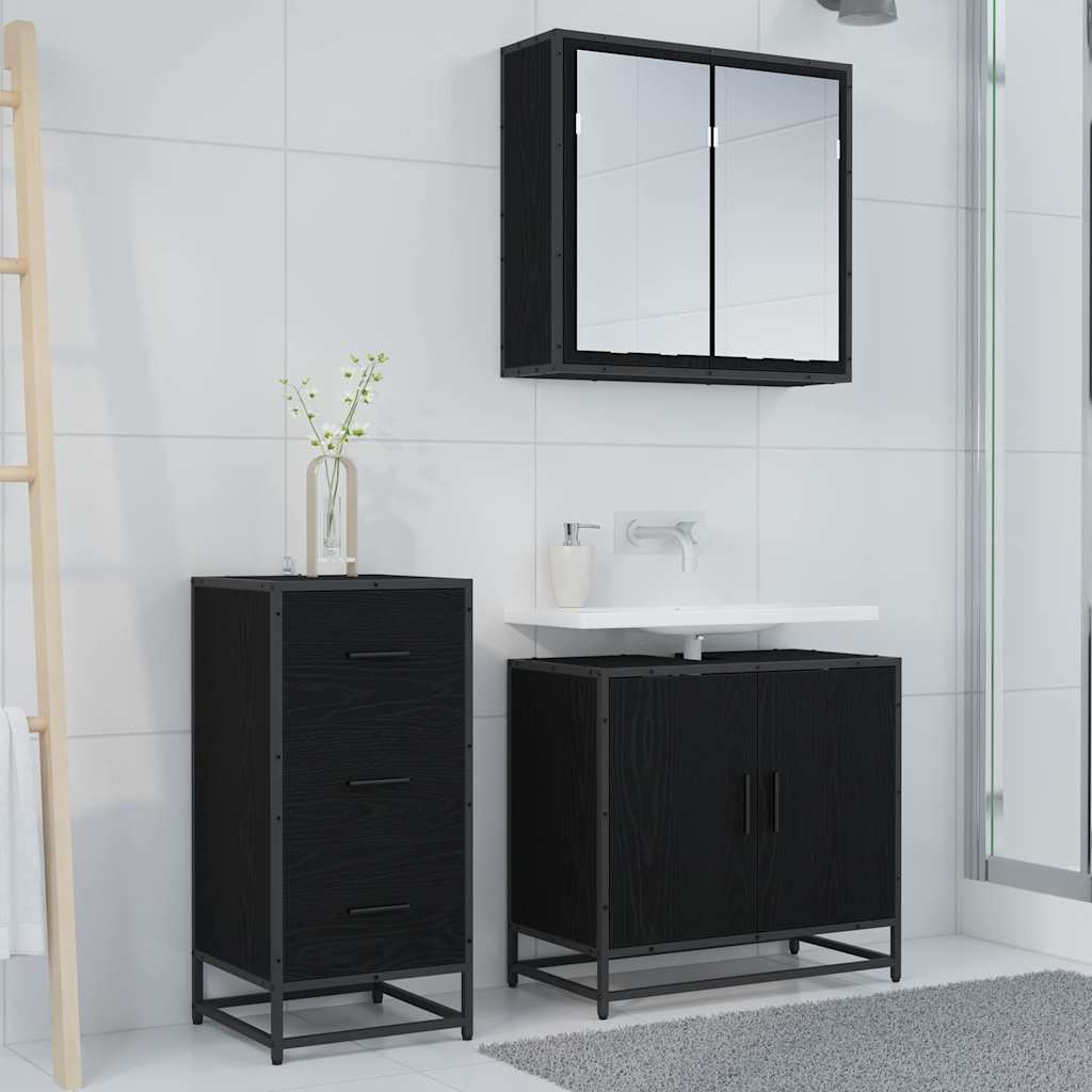 Sideboard in Black Oak Look 35.5 x 35 x 76 cm