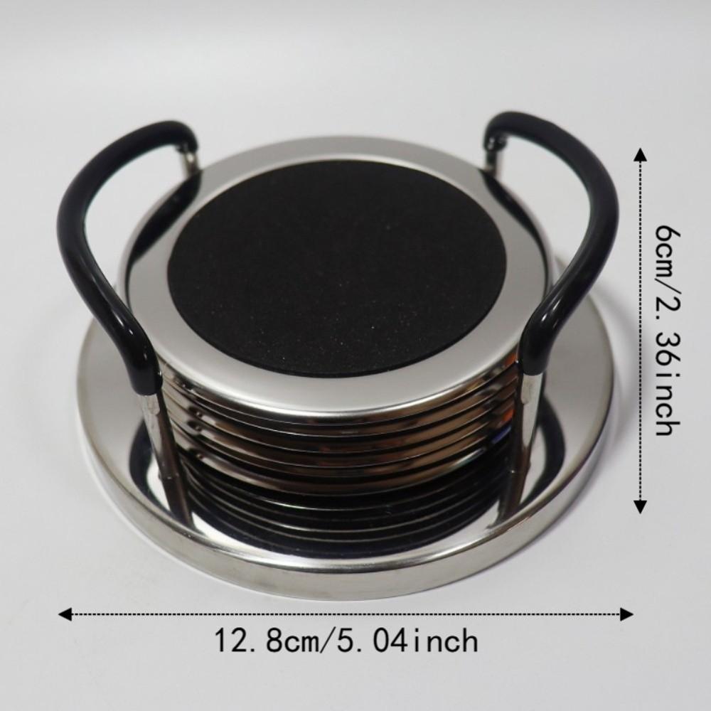 6PCS/SET Round Stainless Steel Coaster Minimalist Drink Pad Creative Insulation Cup Mat Bar