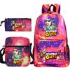 New Stumble Guys Game Merchandise Printed Student Backpack Three-piece Set Boys and Girls School Bag Set