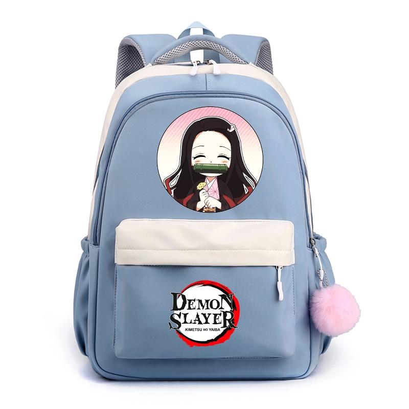 Аниме Demon Slayer, нейлоновый милый мягкий рюкзак, повседневная сумка для книг, школьная сумка для девочек, мальчиков, мужчин и женщин, дорожная сумка для отдыха Mochila