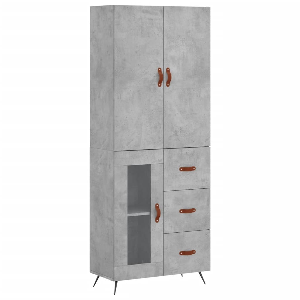 Vidaxl Witrynka, Szarość Betonu 69,5X34X180 Cm Materiał Drewnopochodny