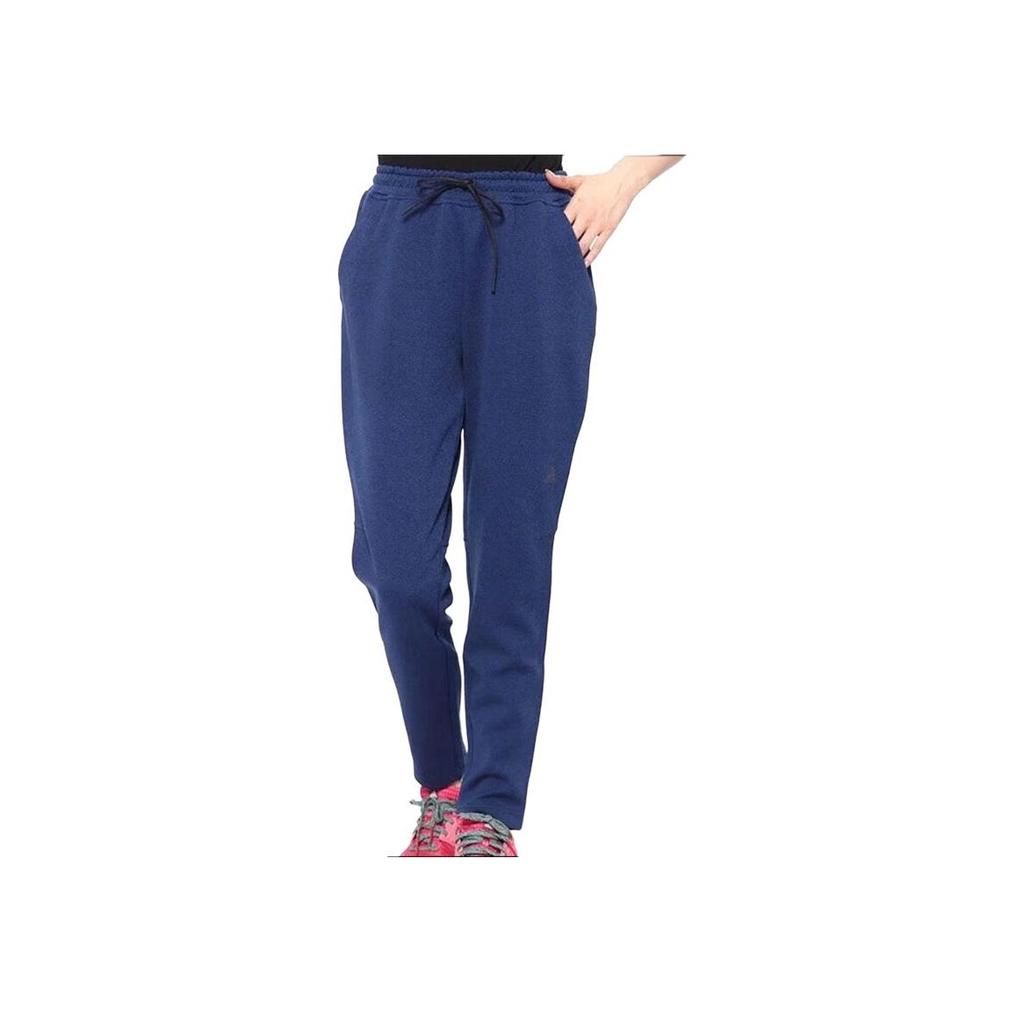 Adidas Solid Color Mid-Rise Drawstring Breathable Nine-Point Straight Leg Casual Pants Women Bottoms Blue DJ2959