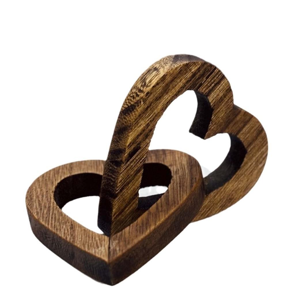 Wooden Intertwined Double Hearts Ornament Memorial Gift Keepsake For Decoration
