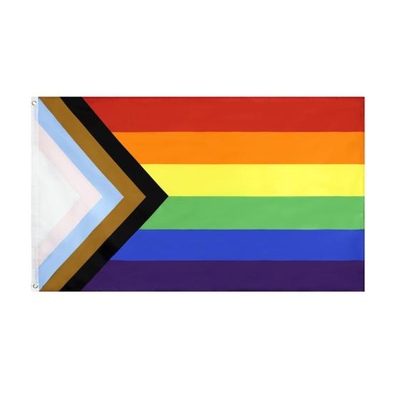 Triangle Rainbow Durable Large Polyester Lesbian Gay Progress Pride Symbol Flag