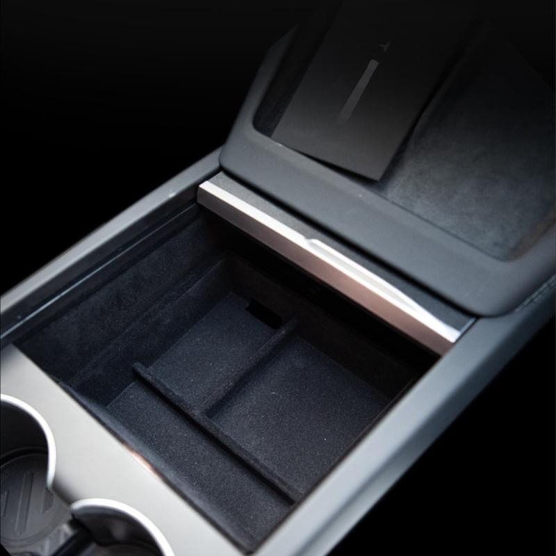 For Tesla New Model Y Juniper 2025 Model 3 Highland 2024 Storage Box Center Armrest Hidden Box Cup Holder Organizer Accessories