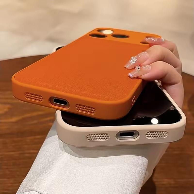 Vogue Чехол из личи-кожи для мобильного телефона для iPhone 17Pro 16 15 Plus 14 13 12 11 17 Pro Max iPohne Air Задняя броня с TPU-рамкой