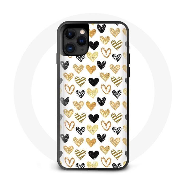 Coque - Black Gold Hearts - iPhone 11 - Souple - Protection contre les chocs - Moderne